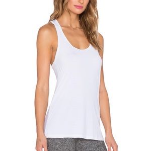Beyond Yoga White Sleek Stripe Racerback Tank